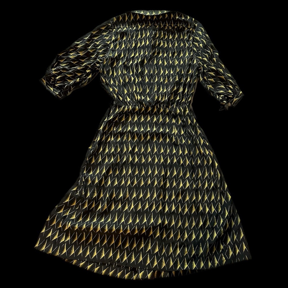 Vintage 80s Albert Nipon Black & Yellow Silk Abst… - image 3